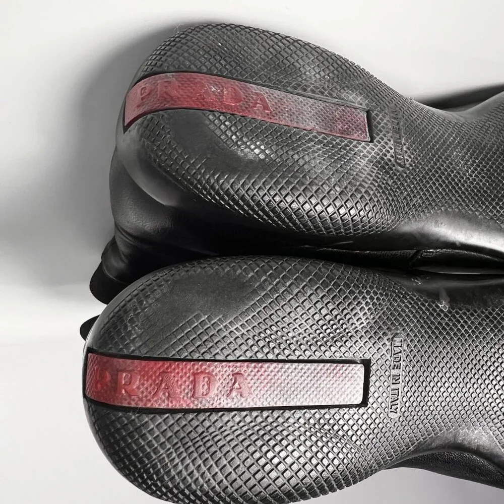 VTG PRADA Sport Nappa Chelsea Black Leather Boots 7US=37.5EU Made in Italy - Picture 9 of 10
